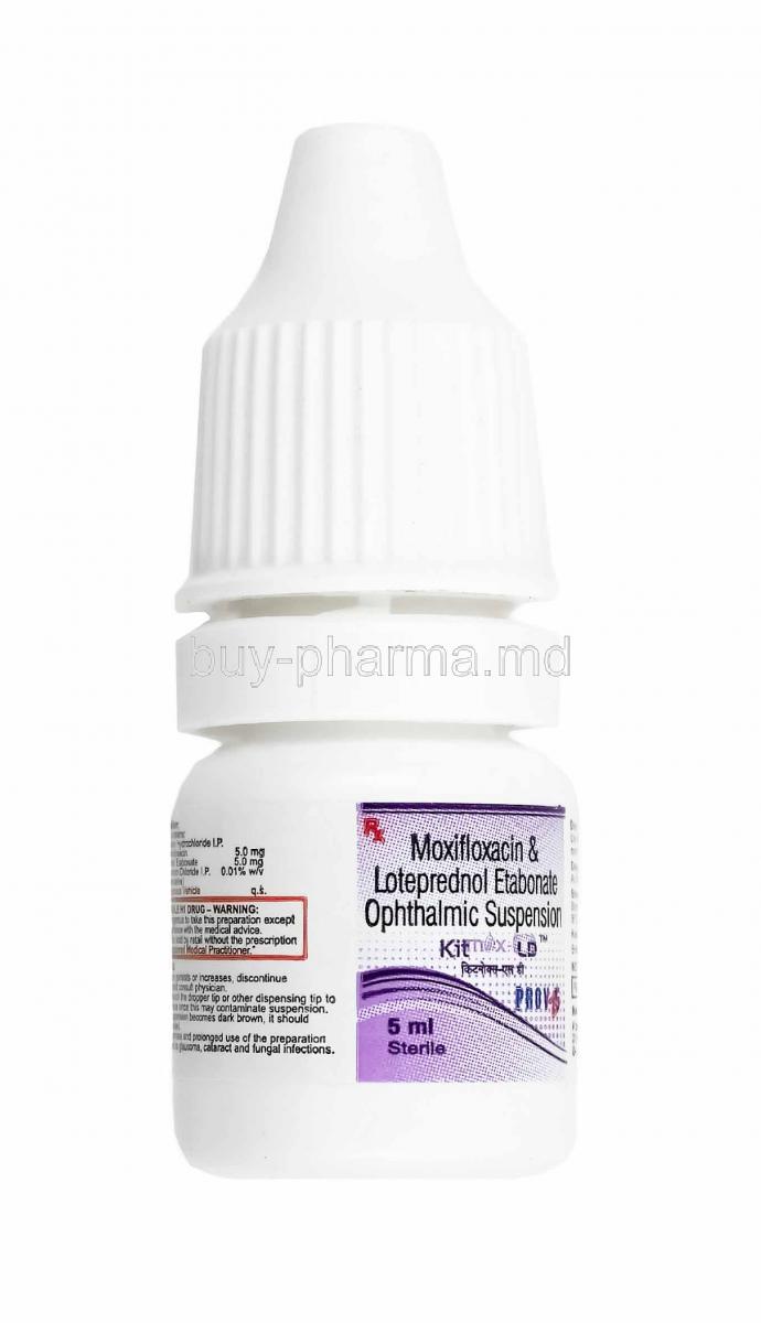 Kitmox-LD Eye Drop, Loteprednol and Moxifloxacin bottle