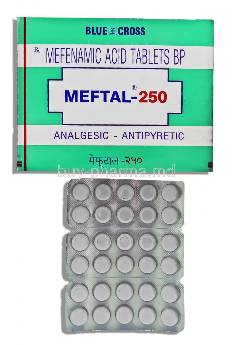 Meftal, Mefenamic Acid 250 Mg Tablet (Blue Cross)