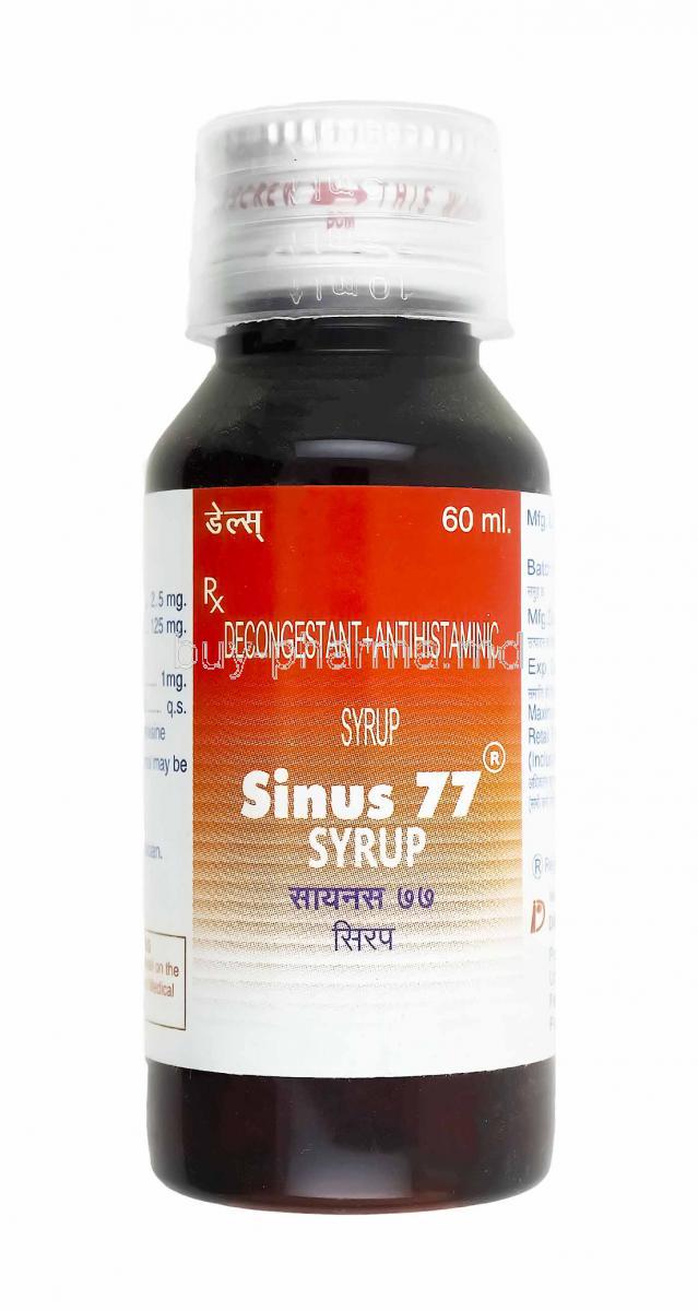 Sinus 77 Syrup, Chlorpheniramine, Paracetamol and Phenylephrine