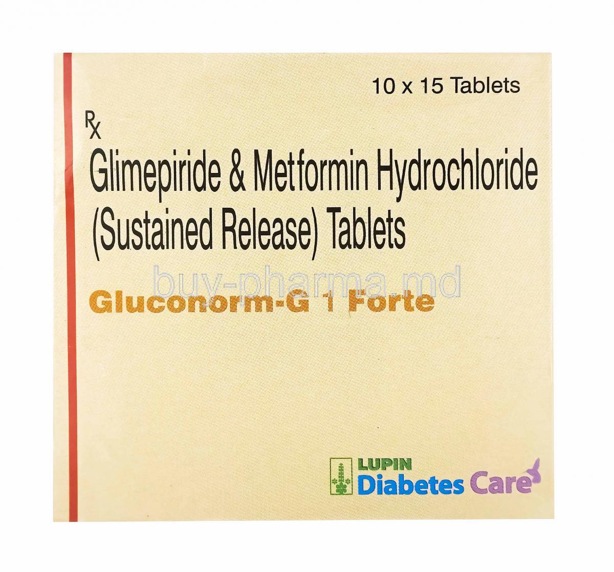 Gluconorm-G Forte, Glimepiride and Metformin 1mg