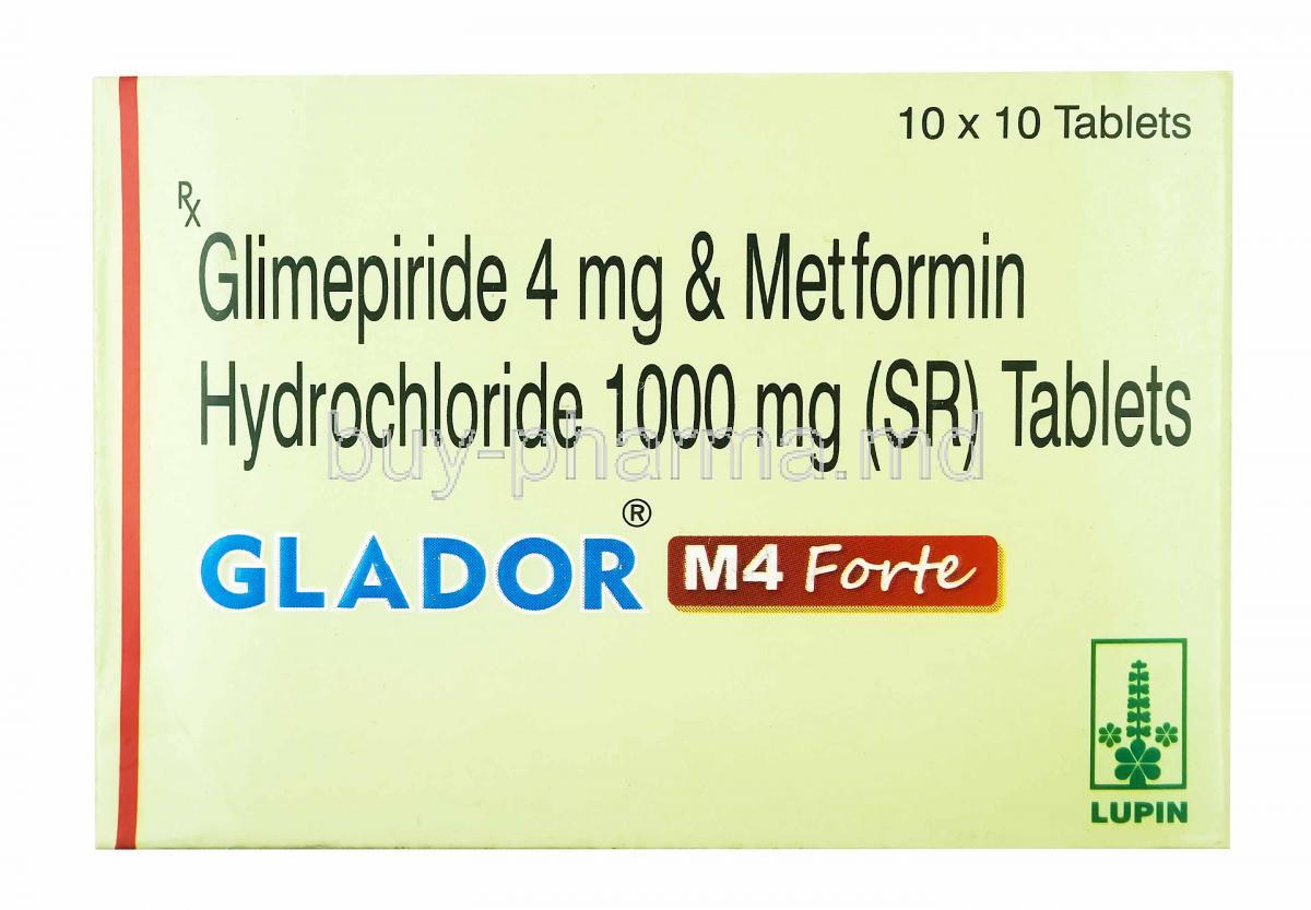 Glador M Forte, Glimepiride and Metformin 4mg