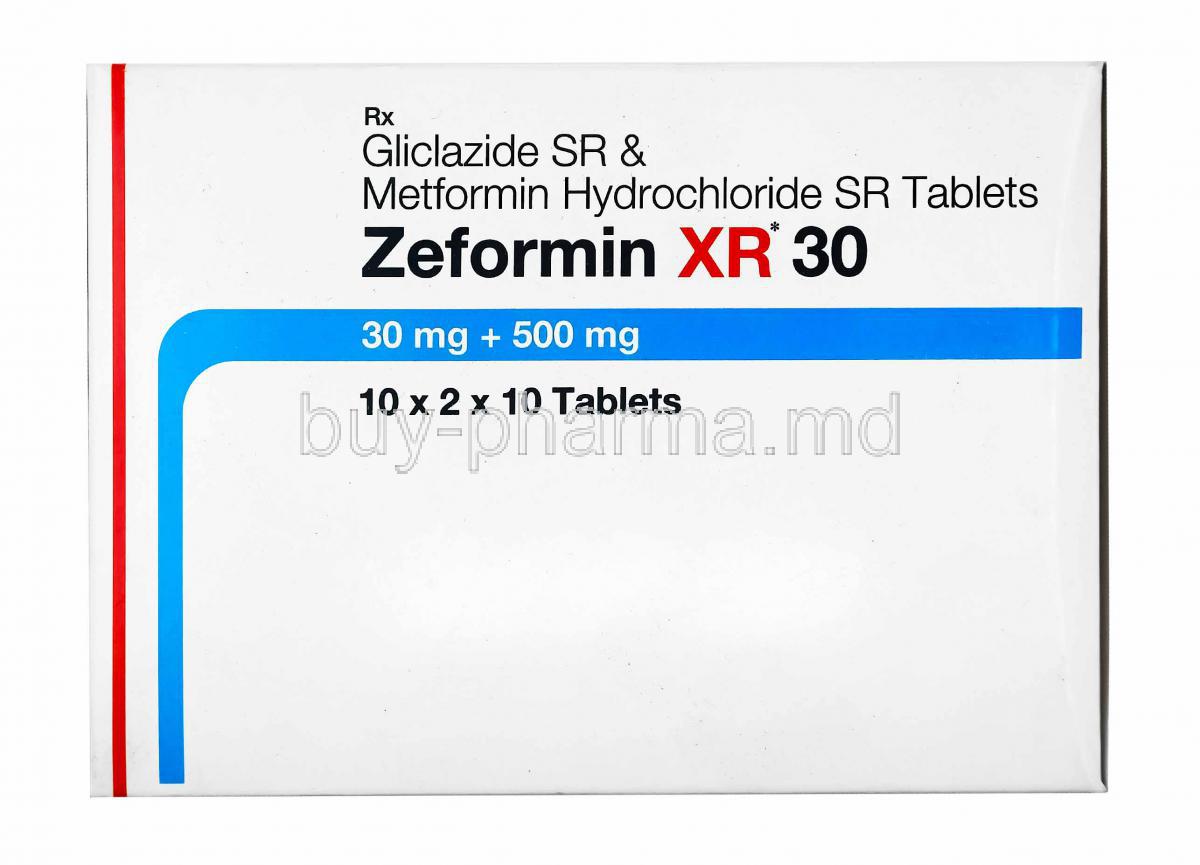 Zeformin XR, Gliclazide and Metformin 30mg