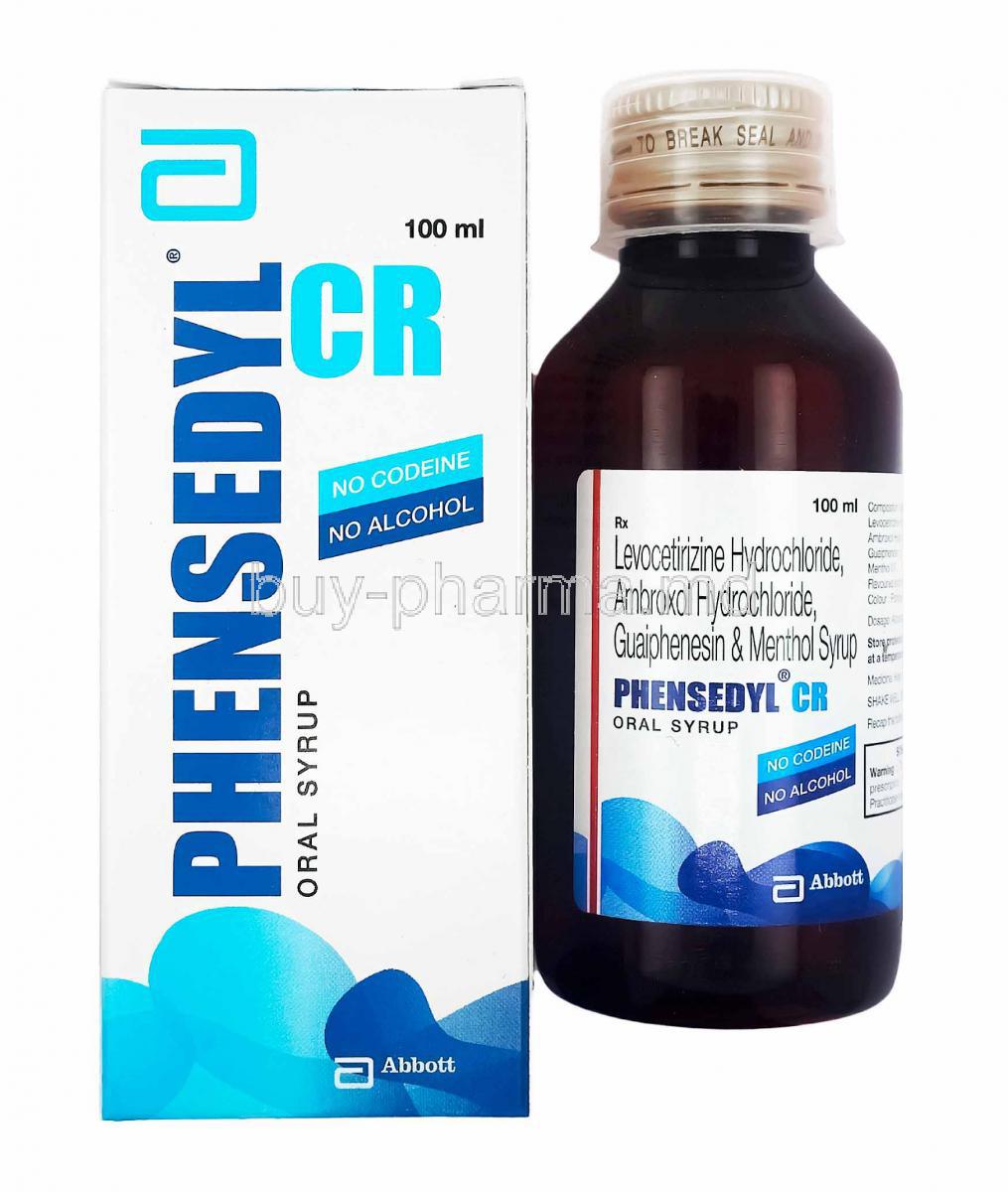 Phensedyl CR Oral Syrup, Ambroxol, Guaifenesin, Levocetirizine and Menthol
