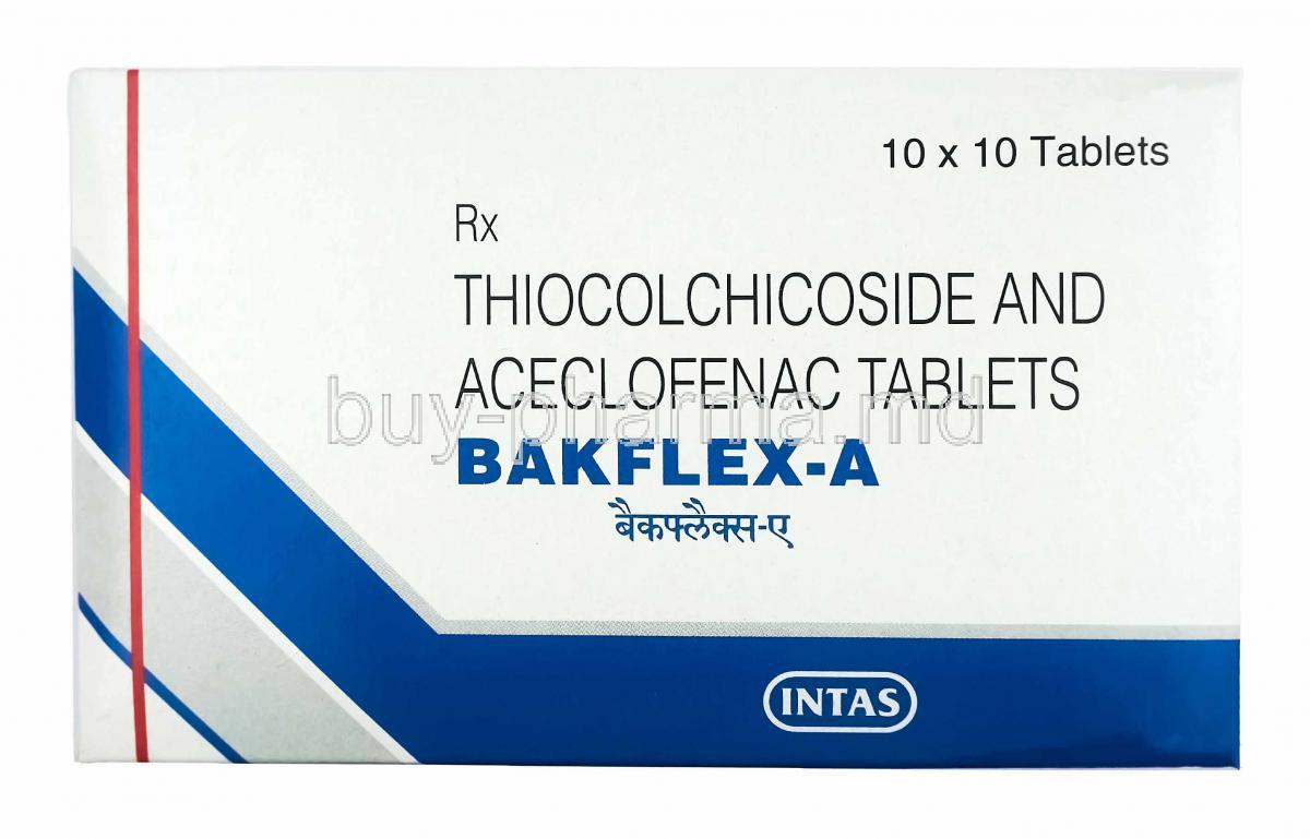 Bakflex-A, Aceclofenac and Thiocolchicoside 4mg