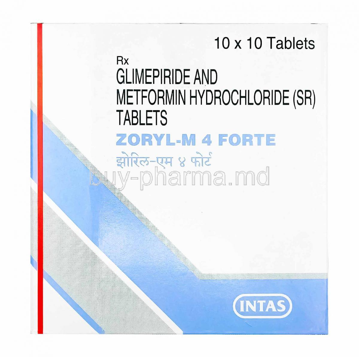 Zoryl-M Forte, Glimepiride and Metformin 4mg