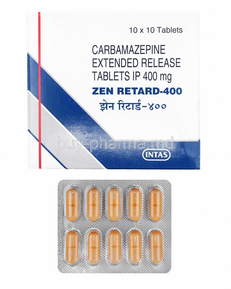 Zen Retard, Carbamazepine 400mg box and tablets