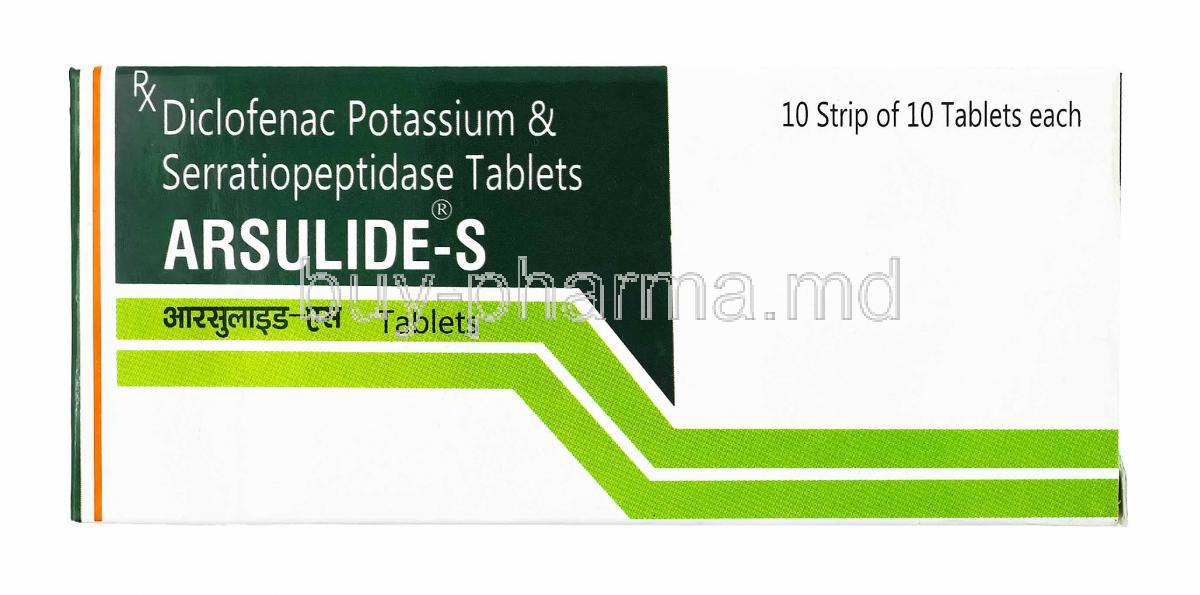 Arsulide S, Diclofenac Potassium and Serratiopeptidase