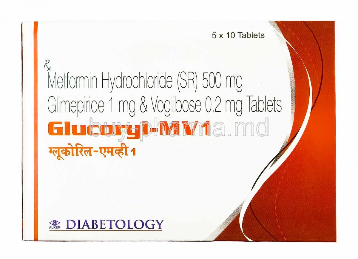 Glucoryl-MV, Glimepiride 1mg, Metformin 500mg and  Voglibose 0.2mg