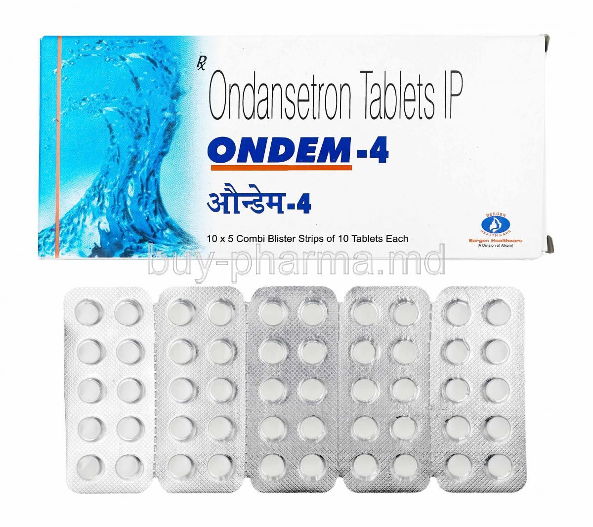 Ondem, Ondansetron 4mg box and tablets
