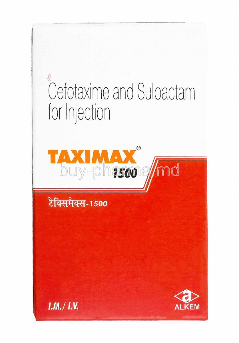 Taximax Injection, Cefotaxime and Sulbactam 1500mg box