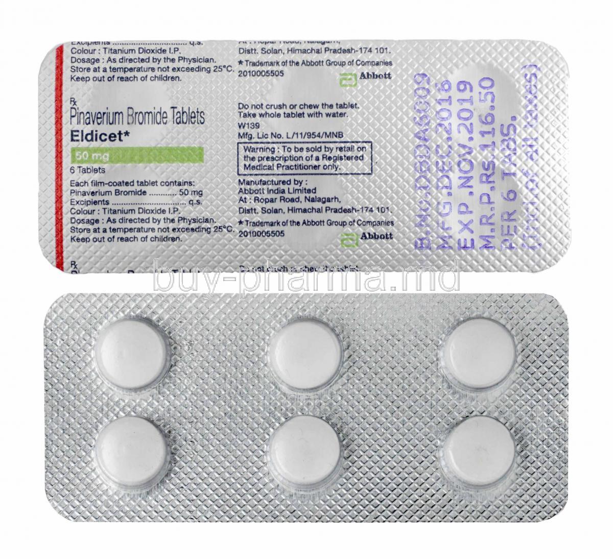Eldicet, Pinaverium bromide 50mg tablets