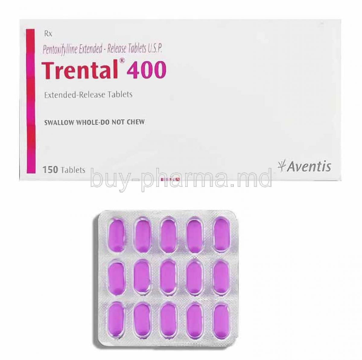 Trental, Pentoxifylline 400mg (Aventis) box