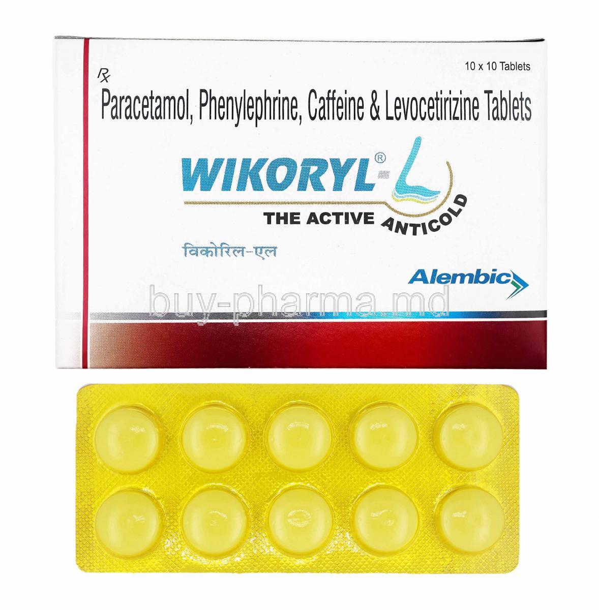 Wikoryl-L, box and tablets