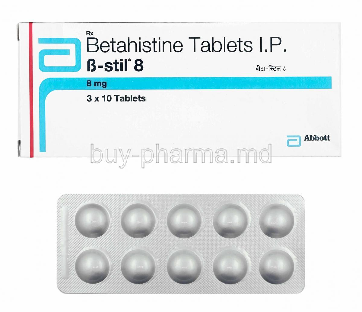 B-Stil, Betahistine 8mg box and tablets