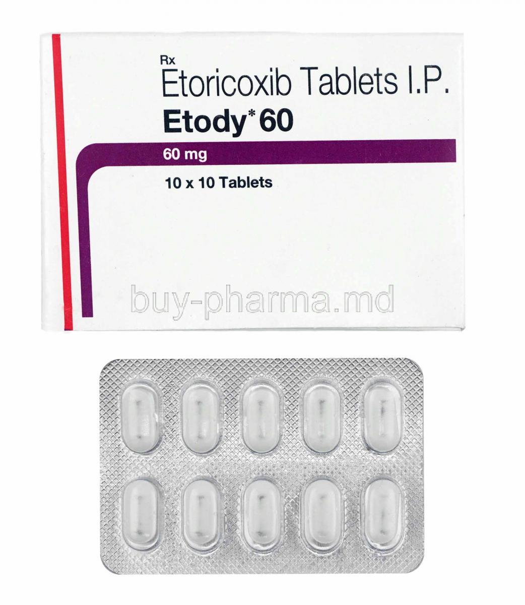 Etody, Etoricoxib 60mg box and tablets