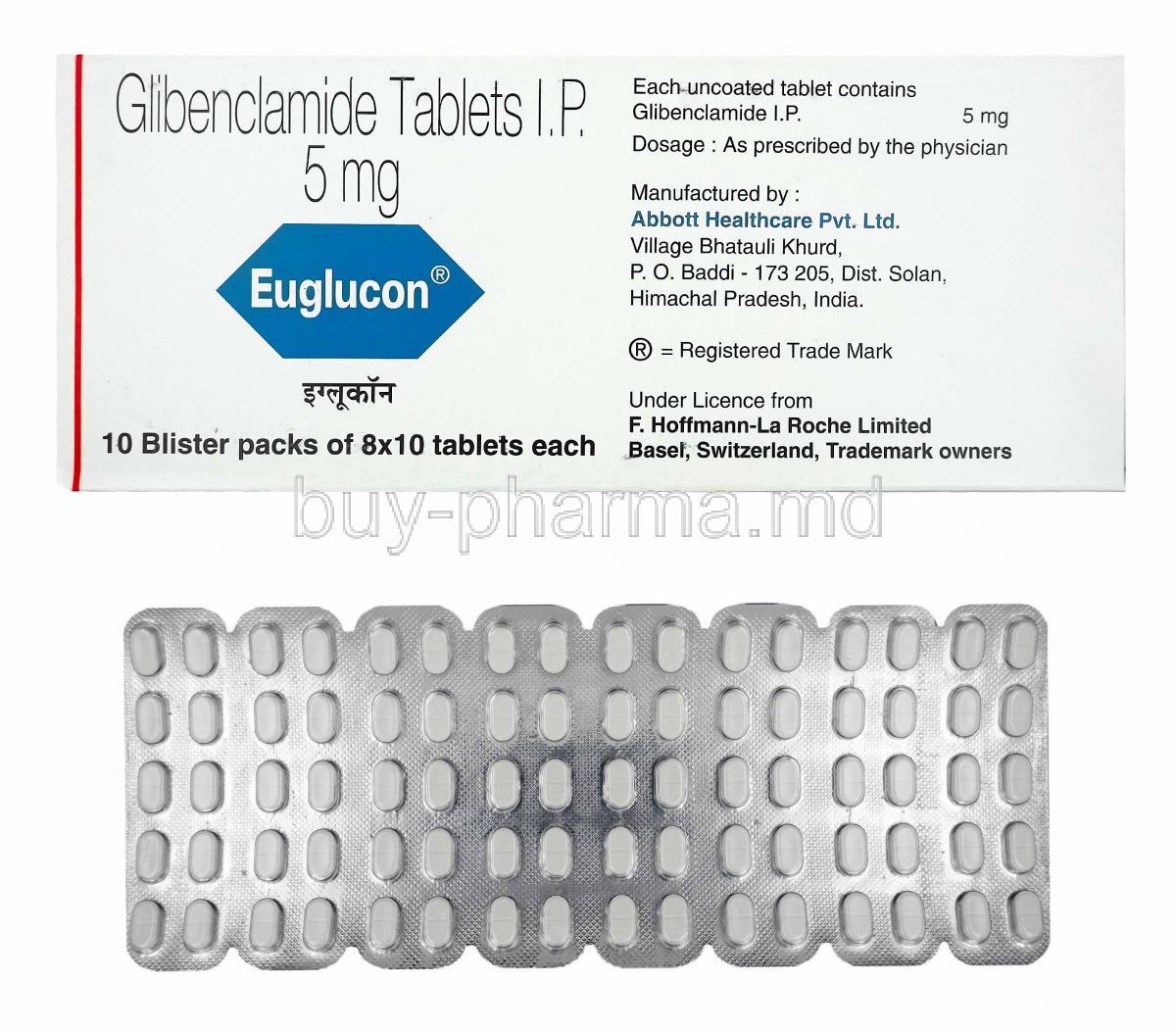 Euglucon , Glibenclamide box and tabelts