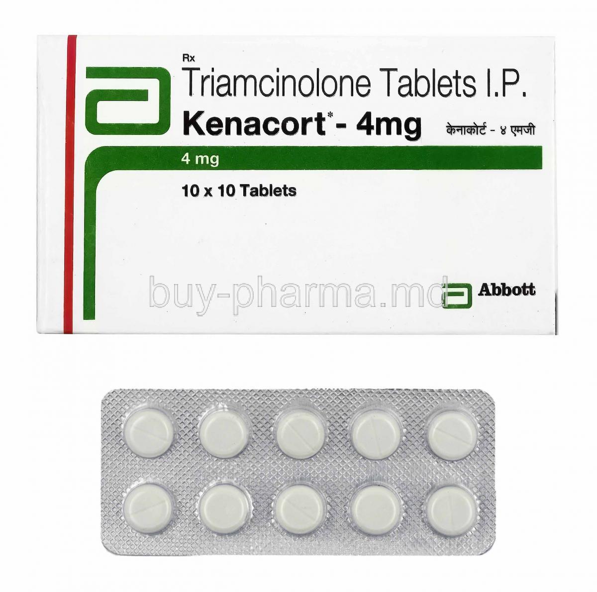 Kenacort, Triamcinolone 4mg box and tablets