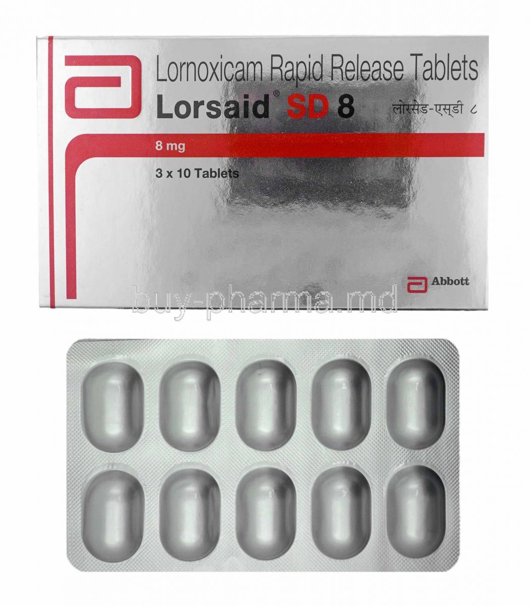 Lorsaid SD, Lornoxicam 8mg box and tablets