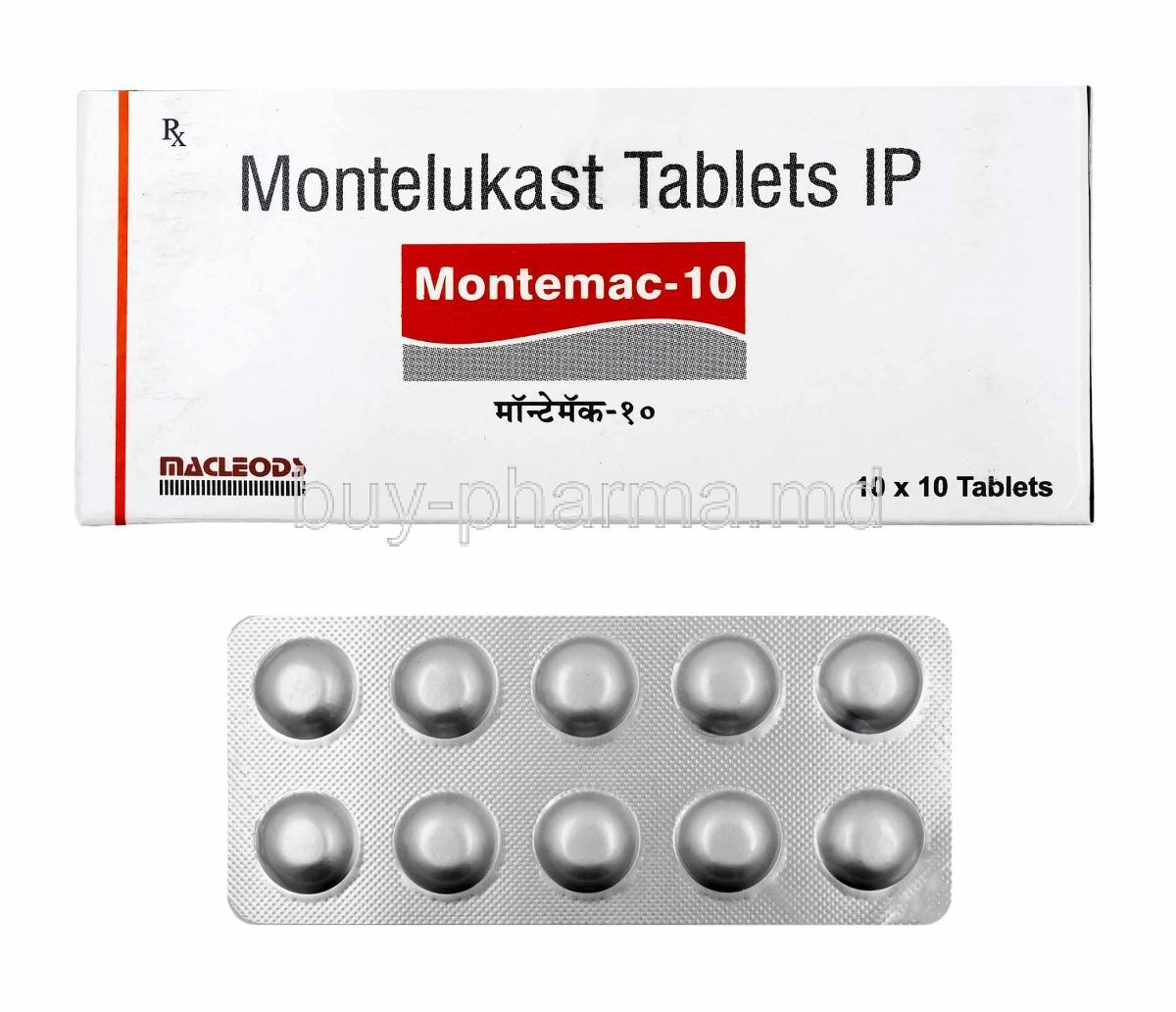 Montemac, Montelukast box and tablets