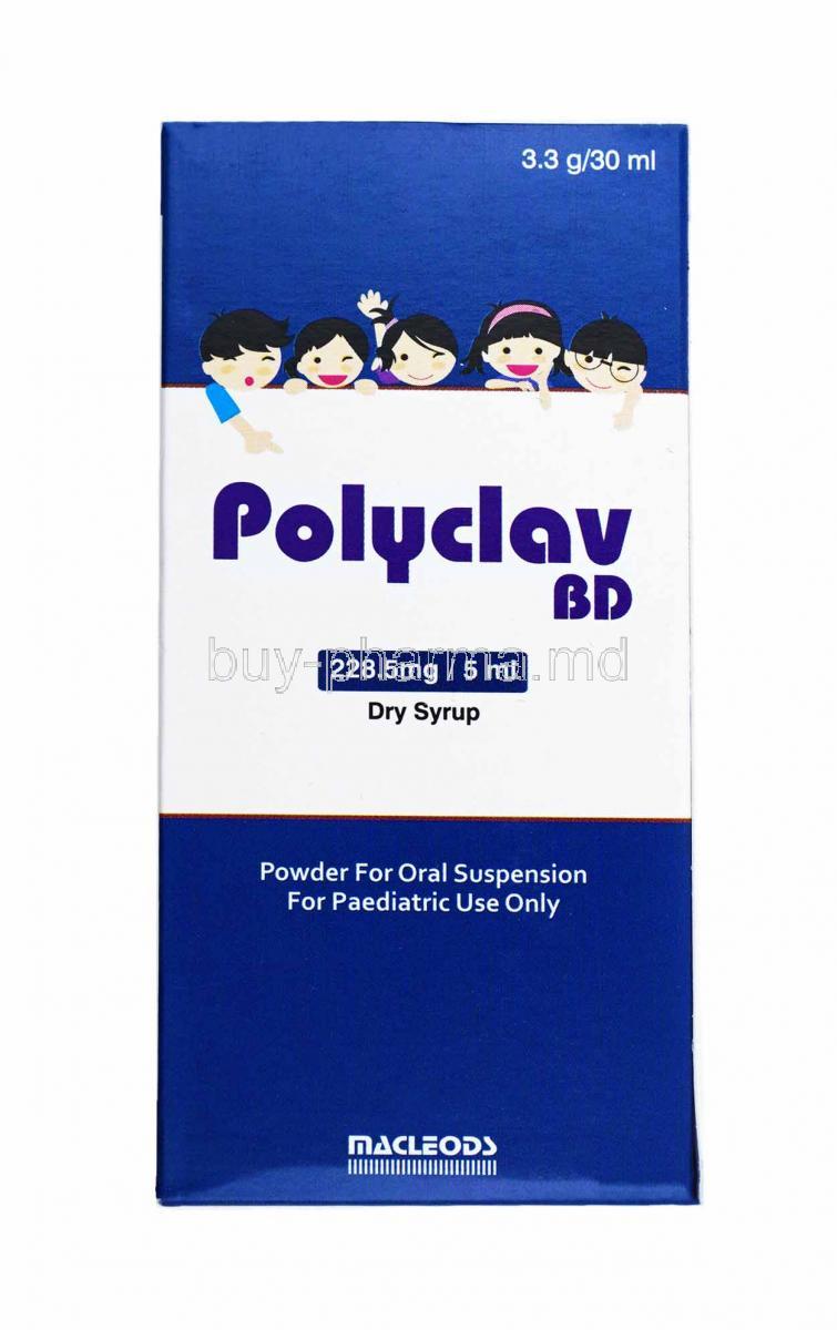 Polyclav BD Dry Syrup, Amoxicillin and Clavulanic Acid box