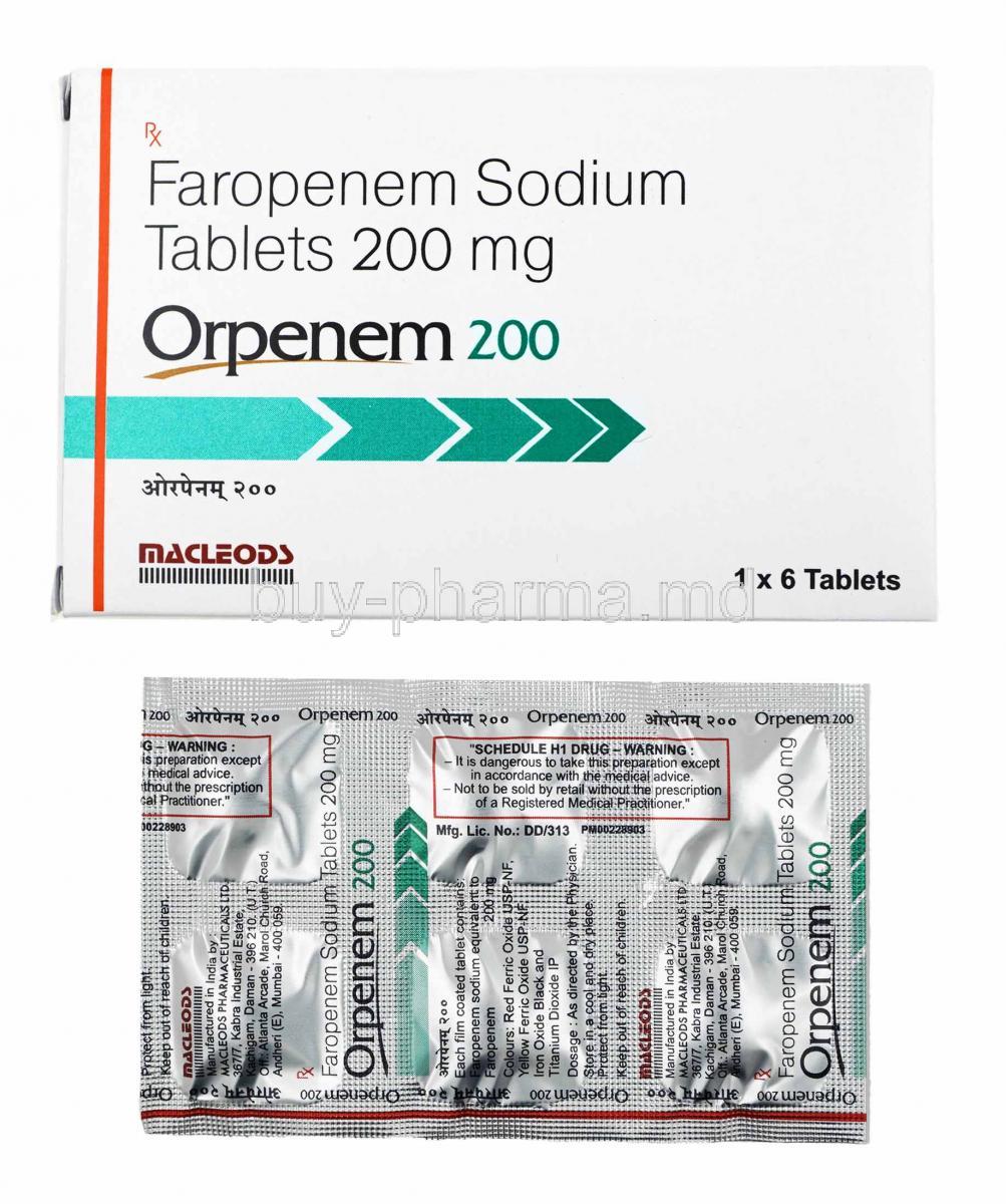 Orpenem, Faropenem box and tablets
