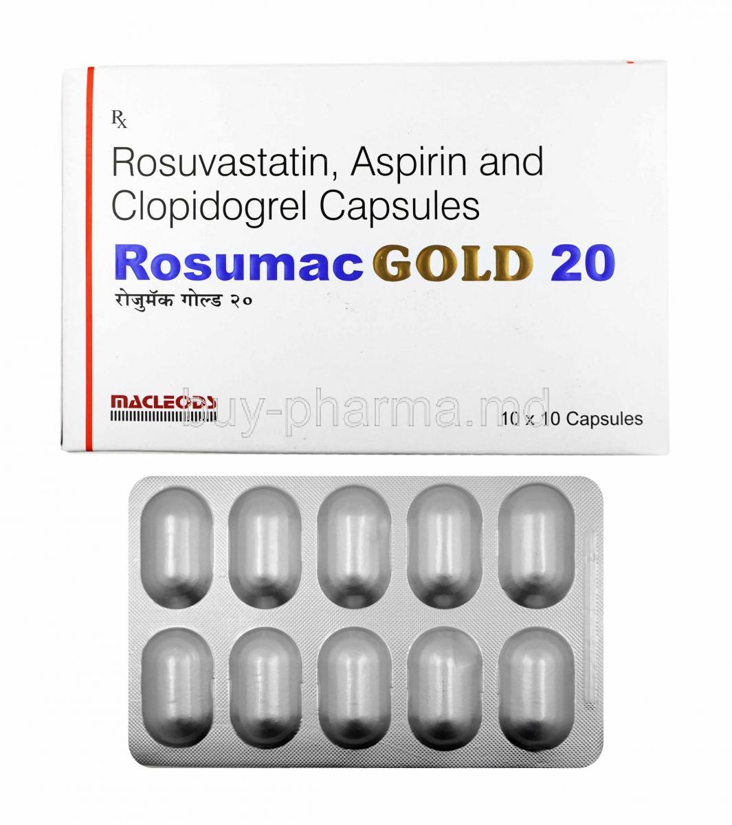 10 capsule Aspirin 75mg/ Rosuvastatin 10mg/ Clopidogrel 75mg