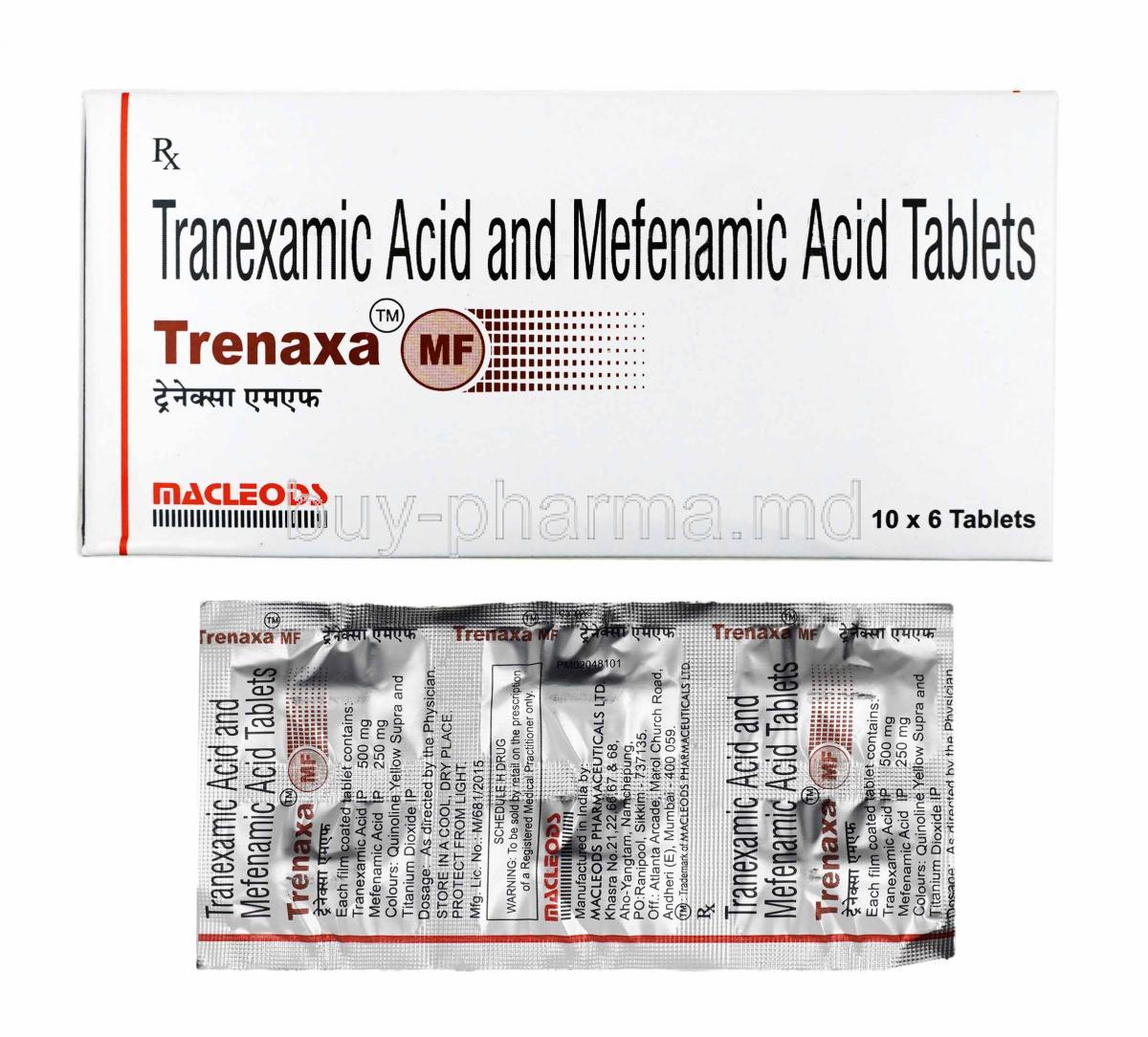 Buy Trenaxa Mf Tranexamic Acid Mefenamic Acid Trenaxa Mf Online