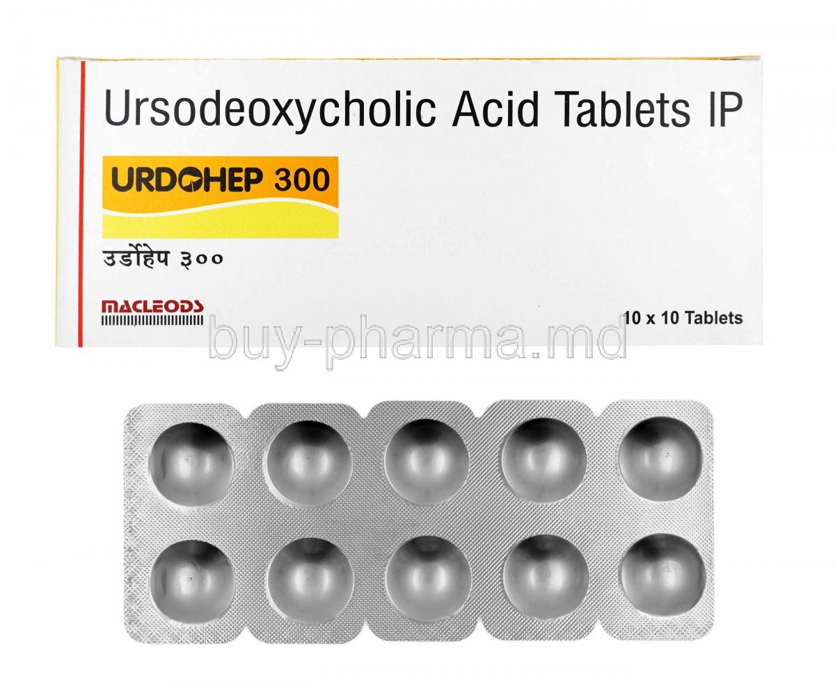 Urdohep, Ursodiol Ursodesoxycholic Acid 300mg box and tablets