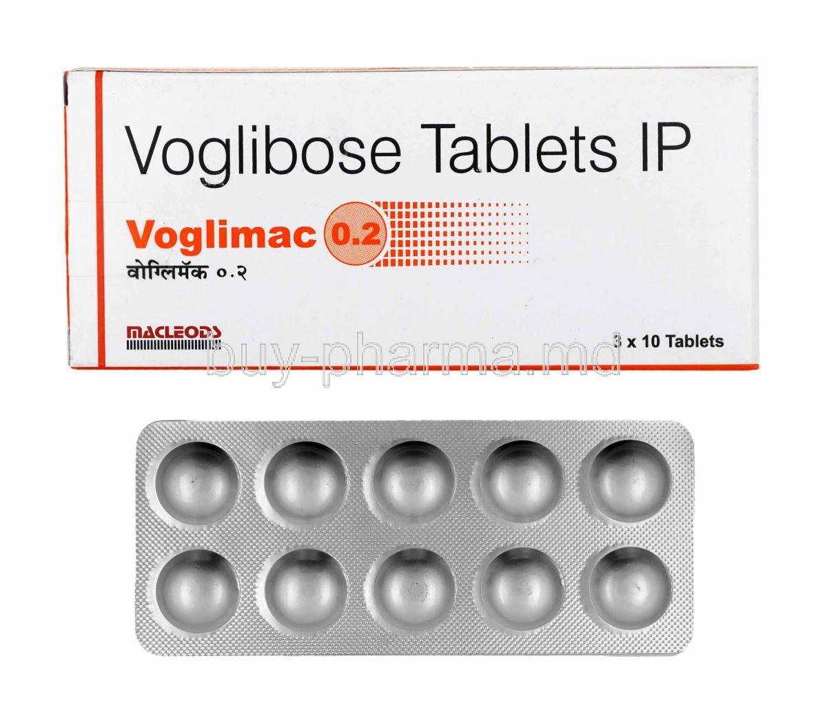 Voglimac, Voglibose 0.2mg box and tabletsjpg