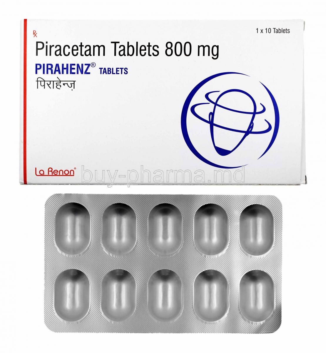Pirahenz, Piracetam box and tablets