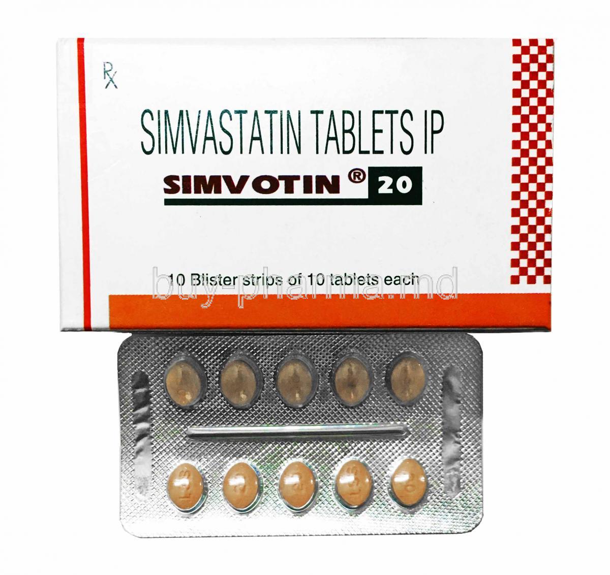 Simvotin, Simvastatin 20mg box and tablets