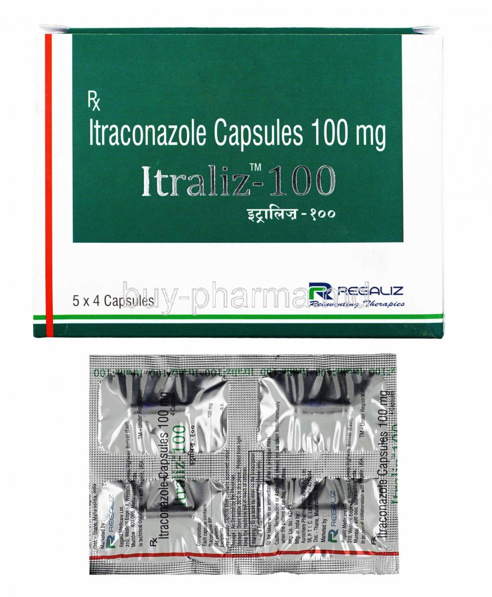 Itraliz, Itraconazole 100mg box and capsules