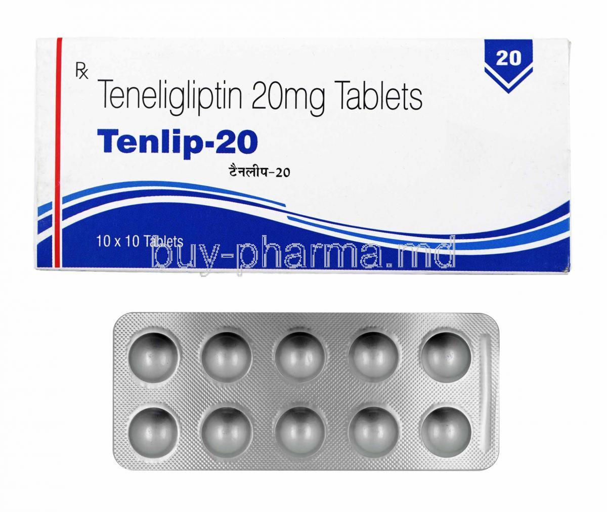 Tenlip, Teneligliptin 20mg box and tablets