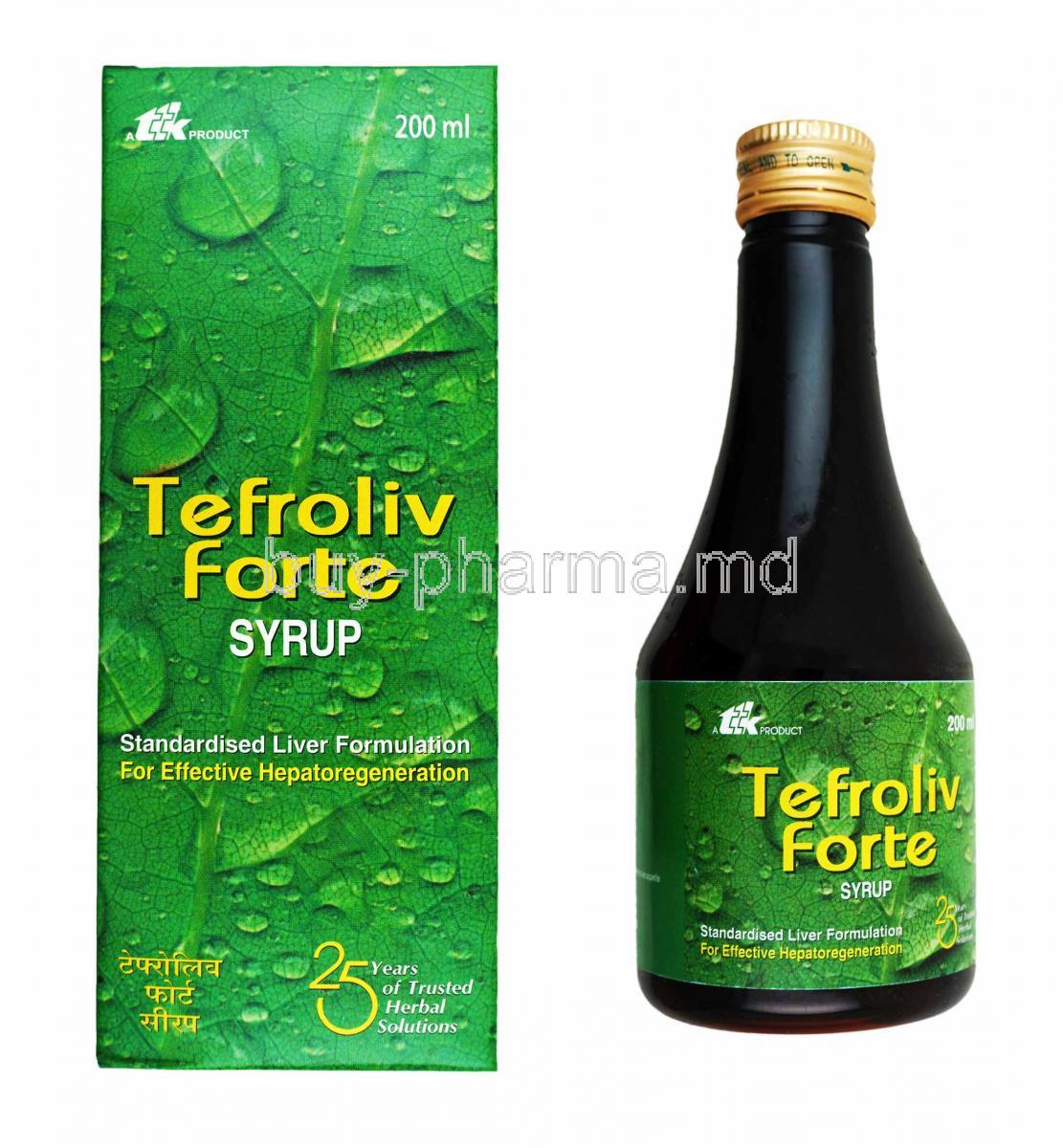 Tefroliv Forte Syrup box and bottle