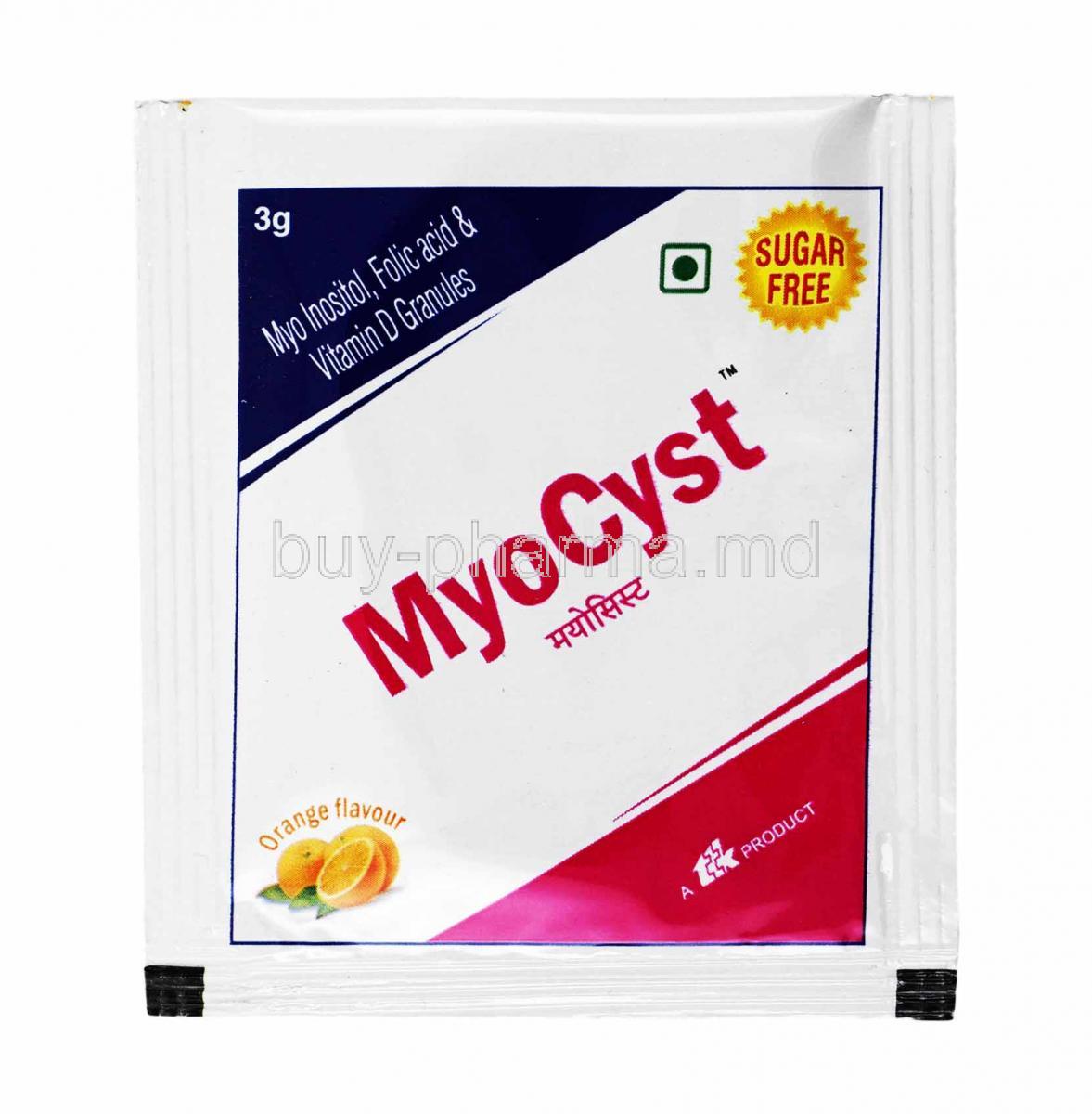 Myocyst Granules, Myo-Inositol,  Folic Acid and Vitamin D sachet