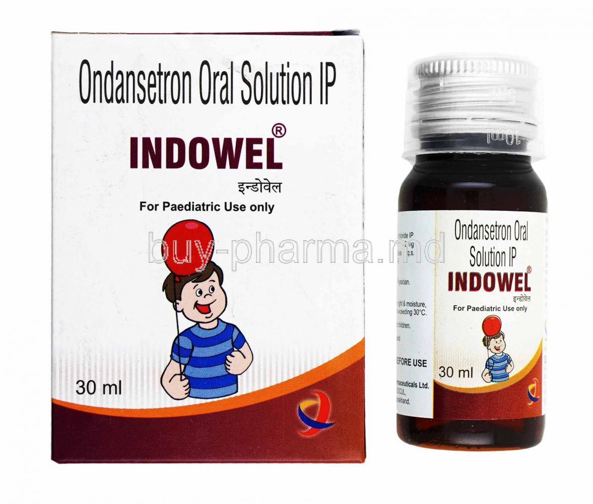 Indowel Oral Solution, Ondansetron box and bottle
