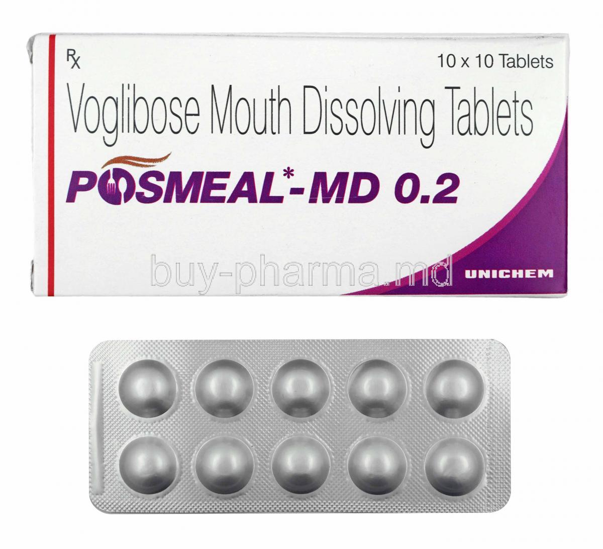 Posmeal-MD, Voglibose 0.2mg box and tablets