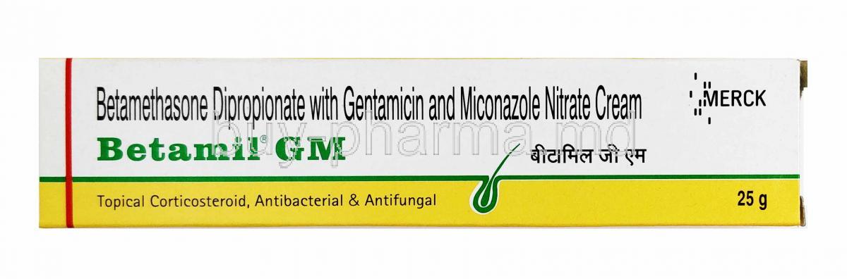 Betamil GM Cream, Betamethasone, Gentamicin and Miconazole box