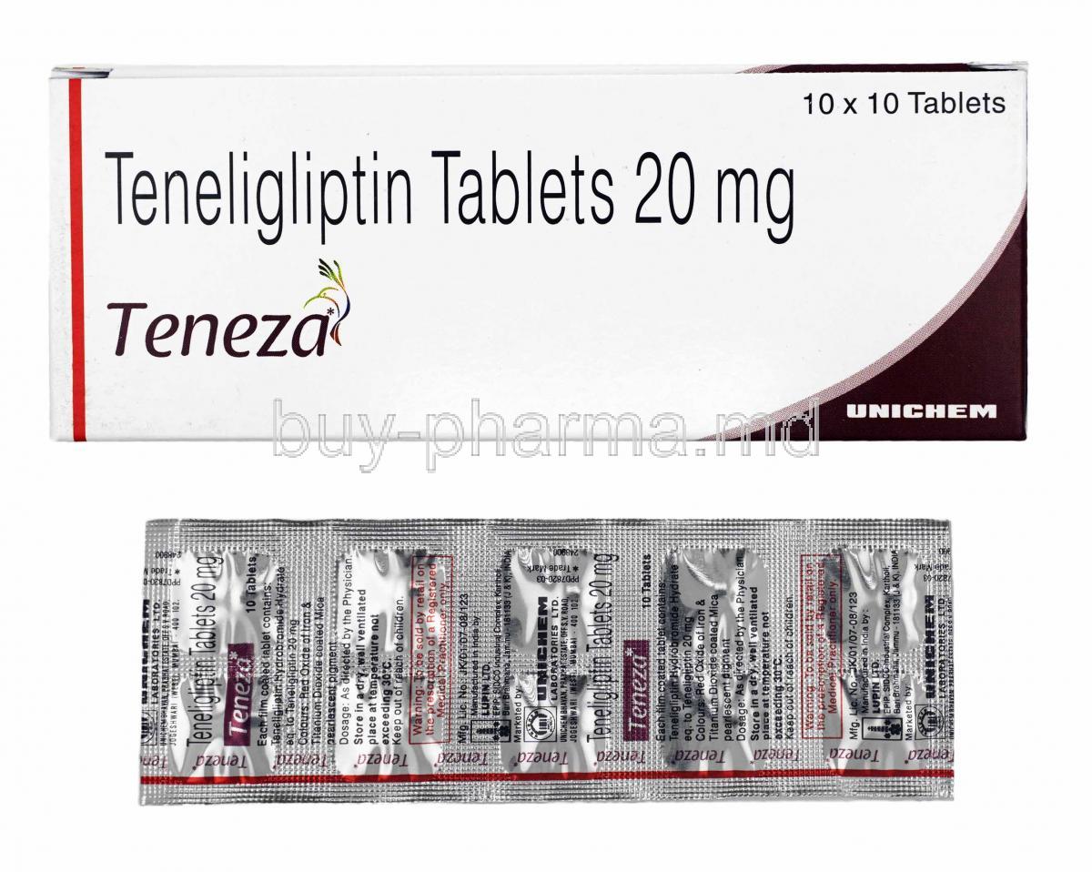 Teneza, Teneligliptin 20mg box and tablets