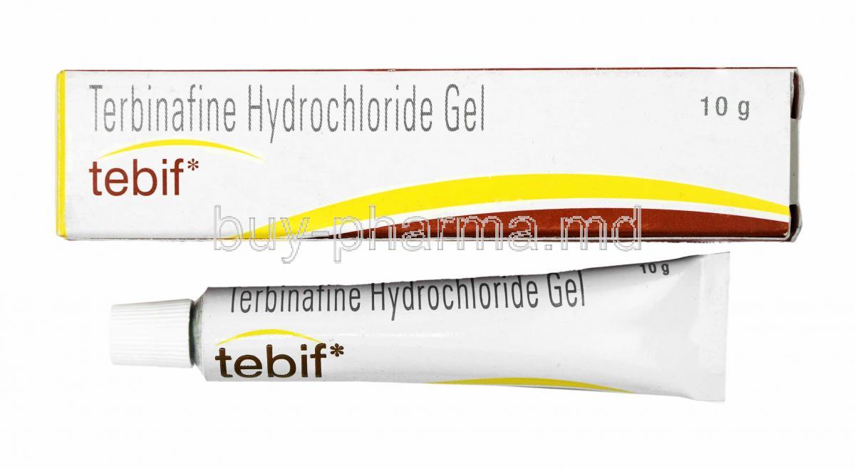 Tebif Gel, Terbinafine box and tube