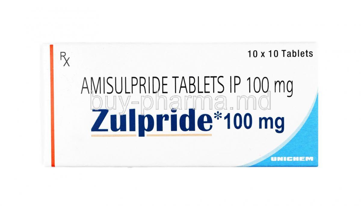 Zulpride,Amisulpride,100mg, tablet, box
