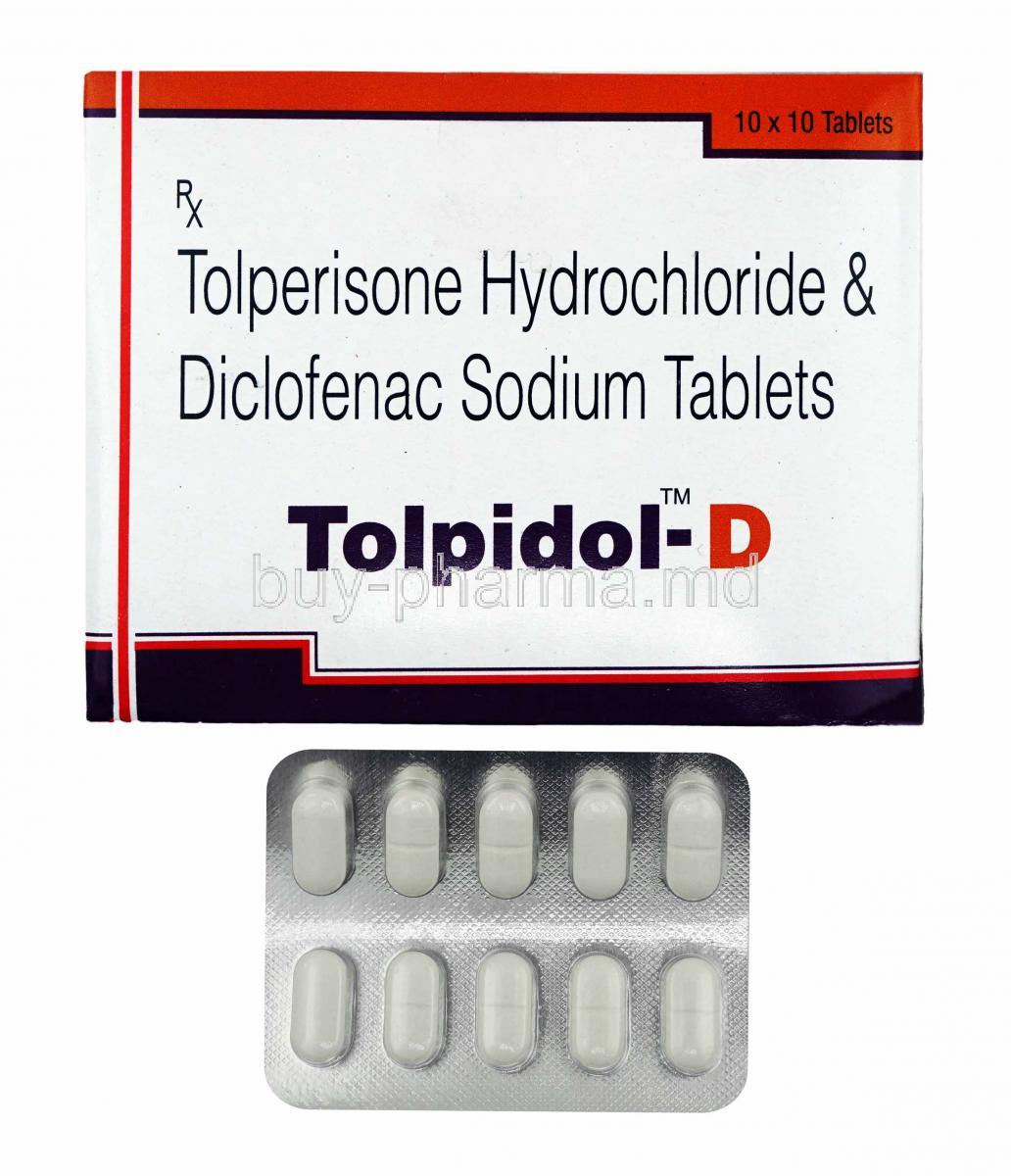 Tolpidol D, Tolperisone box and tablets