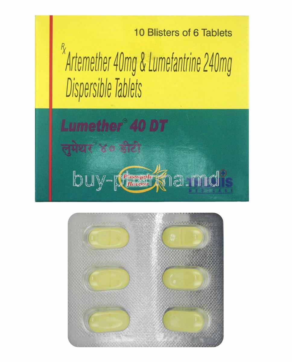 Lumether DT, Artemether and Lumefantrine box and tablets