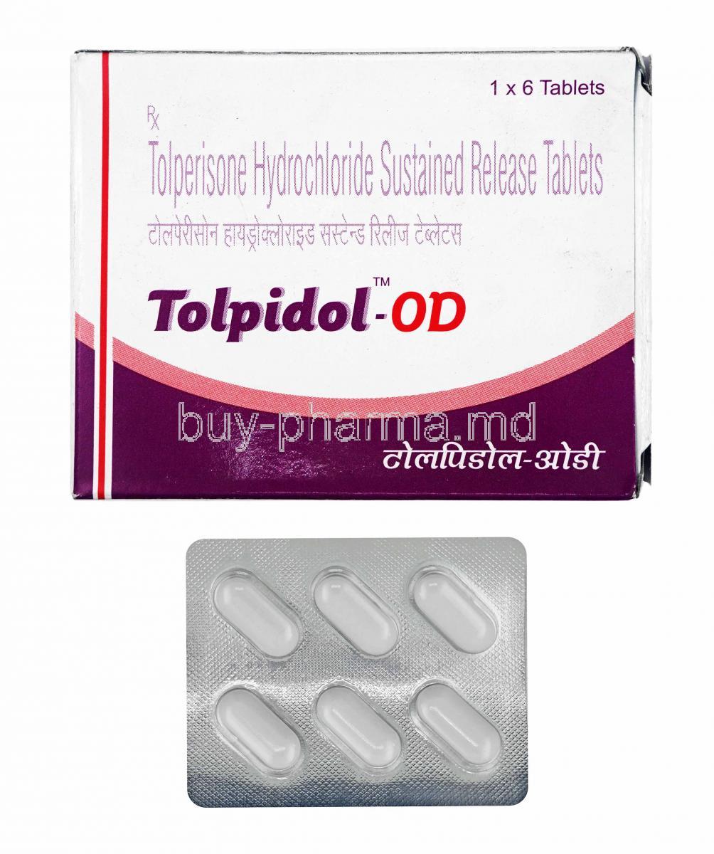 Tolpidol OD, Tolperisone box and tablets