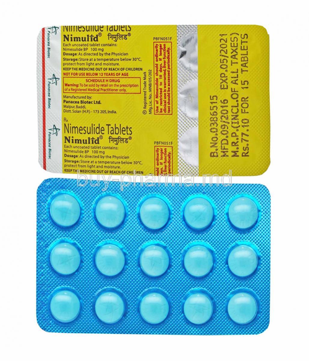 Buy Nimulid 100mg 15'S Tablet Best Price Online