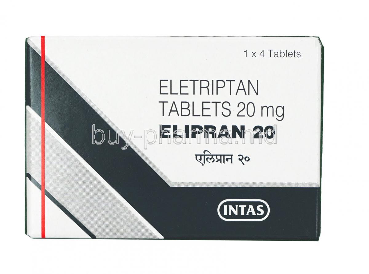Elipran,Eletriptan,20 mg,Tablet, box