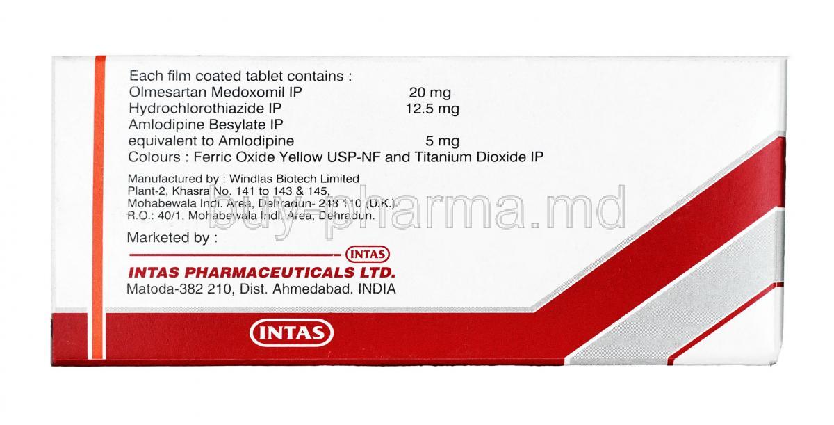 Olmark-AH, Olmesartan 20mg + Amlodipine 5mg + Hydrochlorothiazide 12.5mg, T...