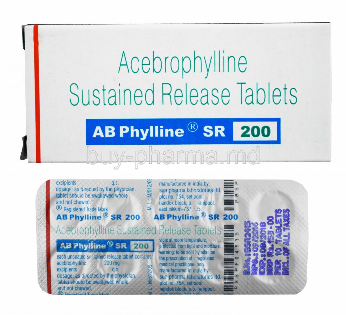AB Phylline, Acebrophylline box and tablets