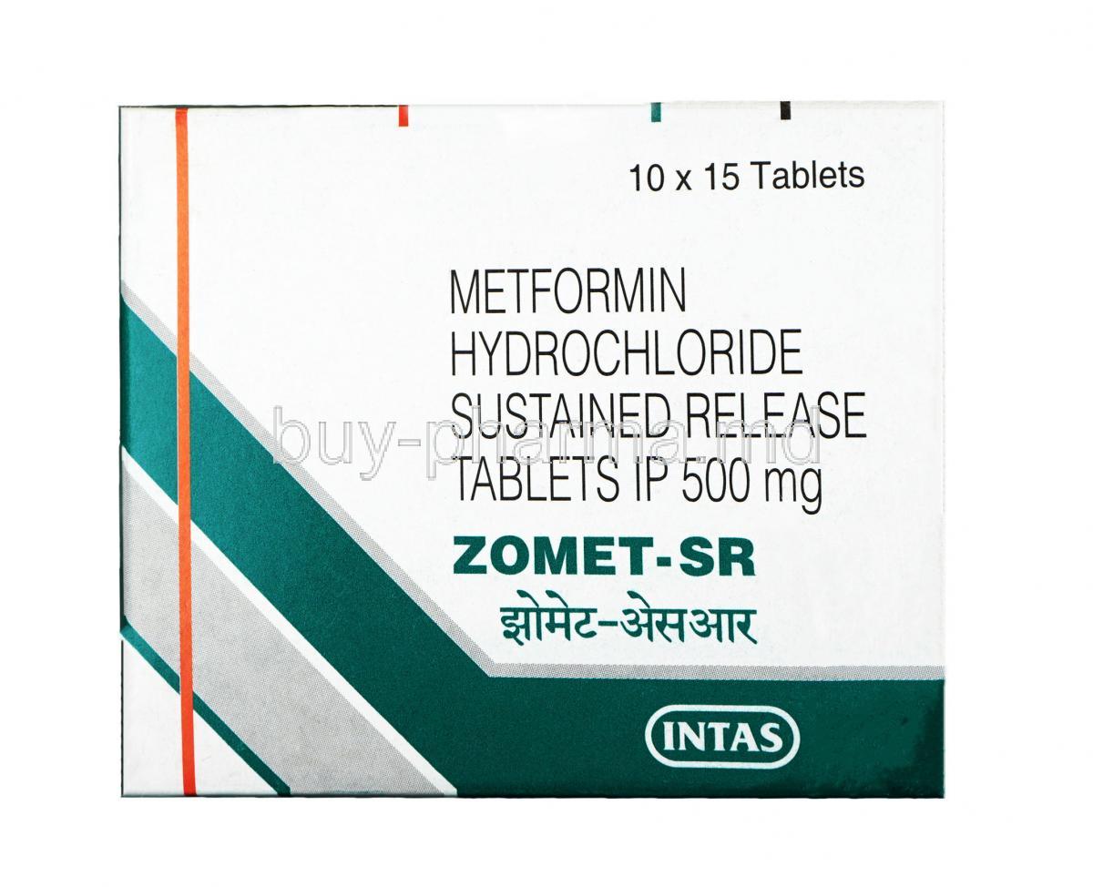 Zomet SR, Metformin 500 mg, Tablet SR, box