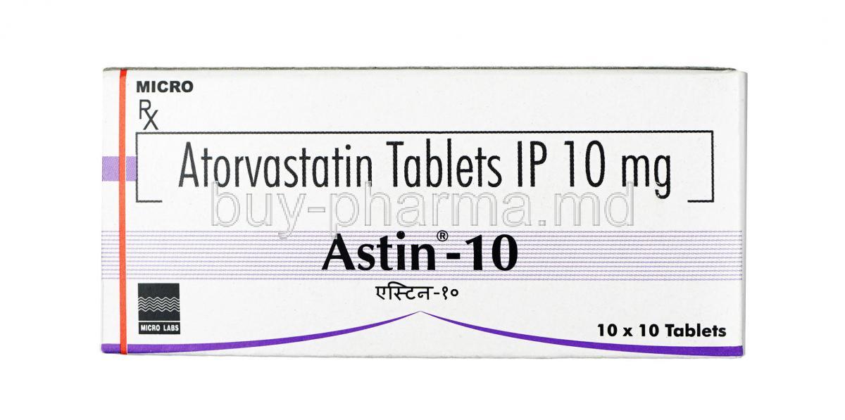 Astin,Atorvastatin,10 mg, Tablet, box